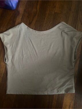 Bershka Taupe Boatneck Crop Top